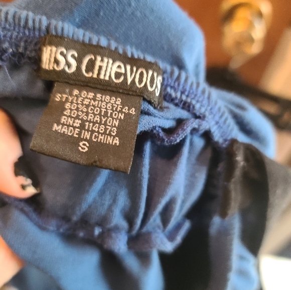 Miss Chievous navy blue & black cute cotton sundress szS - Picture 6 of 6